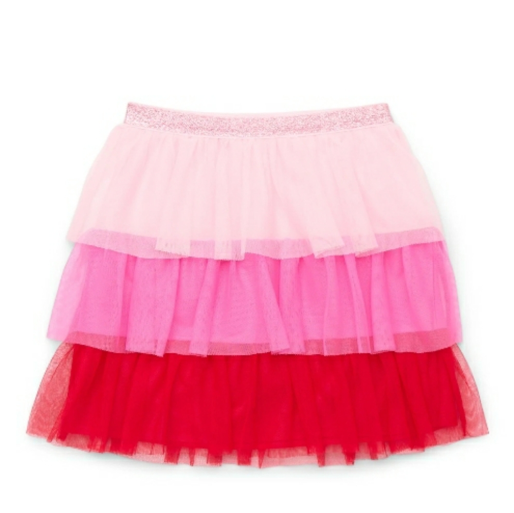 NWT Girls Tiered Pink and Red Skirt XL (14-16)